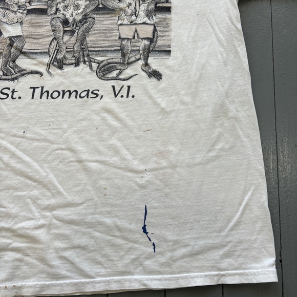 Vintage st Thomas vs shirt mens large white bar lizard casual summer 90s y2k - Picture 3 of 8